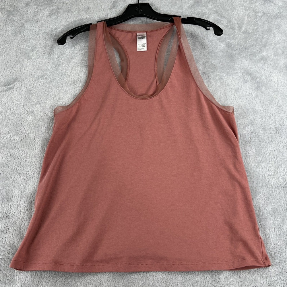 Victoria's Secret Sport Mesh Trim Racerback Tank L Rose Activewear Gym Shirt